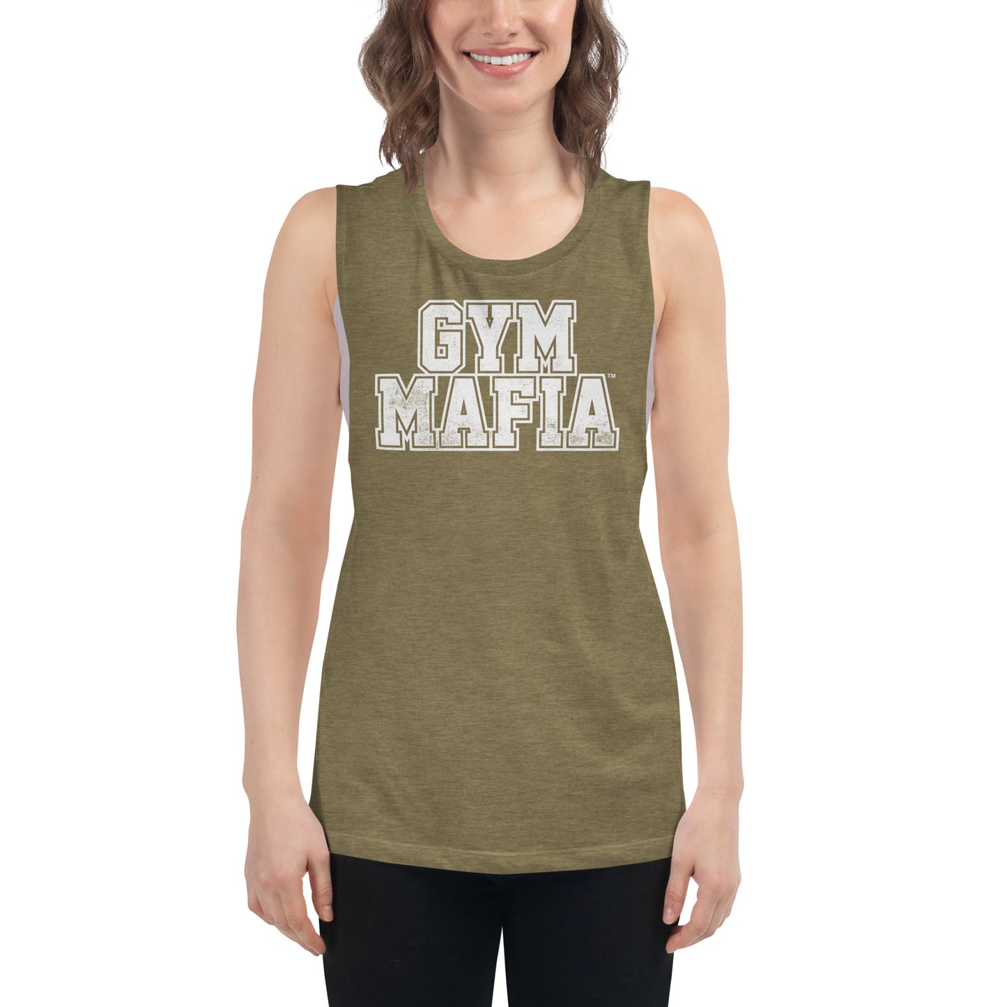 Women’s GYM MAFIA™ w/ White Graphic Muscle-Tank