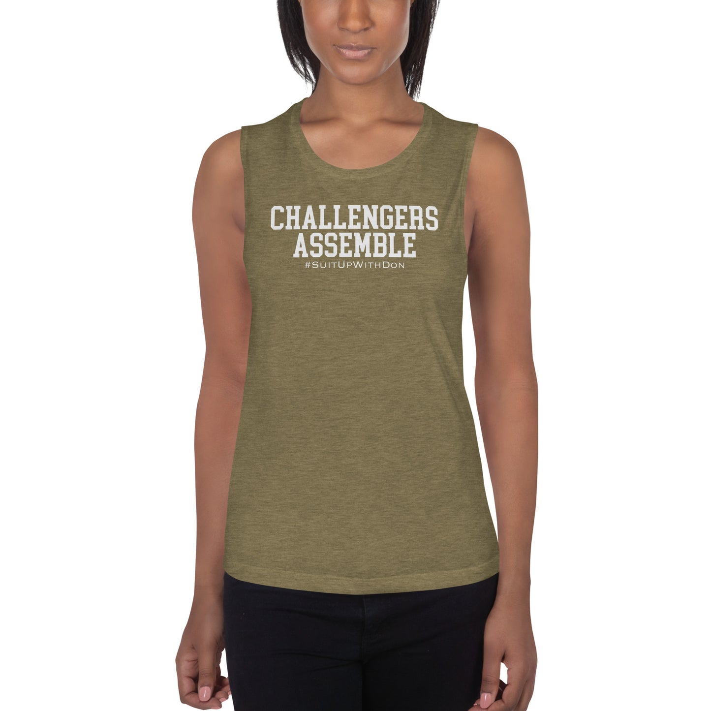 Women’s Challengers Assemble w/ White Graphic Muscle-Tank