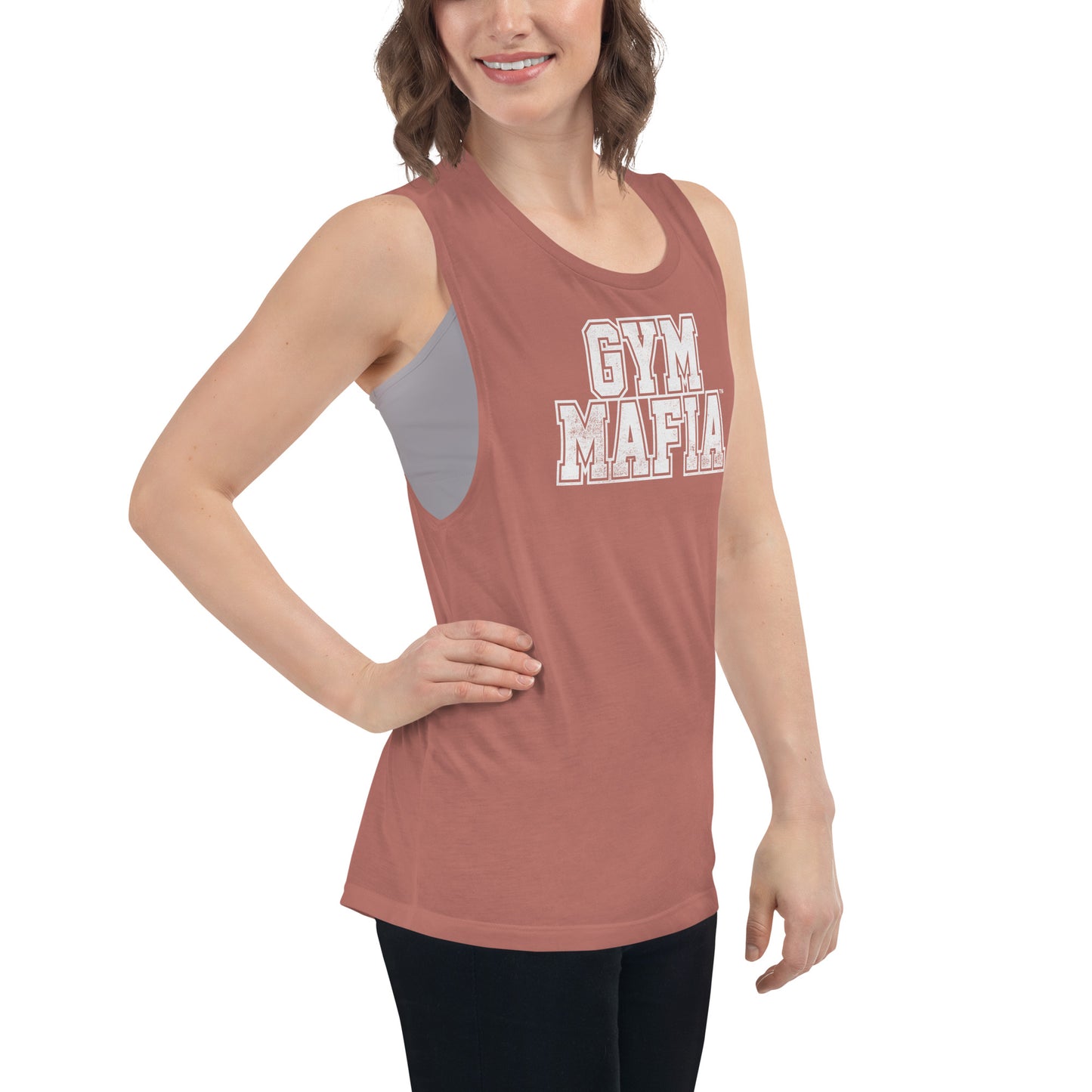 Women’s GYM MAFIA™ w/ White Graphic Muscle-Tank